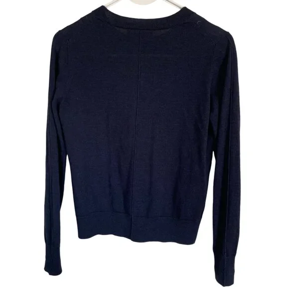 Banana Republic women's size XS dark blue stretchy wool button down sweater - Picture 6 of 7